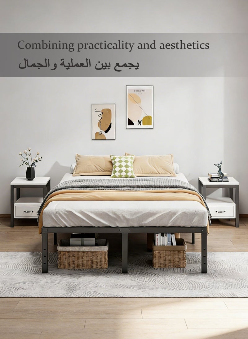 ويمارت سرير معدني متين بتصميم بسيط ولمسة فاخرة، إطار أسود اللون، أبعاده 80×60×12 بوصة، يتحمل وزنًا يصل إلى 3000 رطل، تصميم متكامل من قطعة واحدة وسهل التركيب، مناسب لغرفة النوم، أسود اللون - Image 5